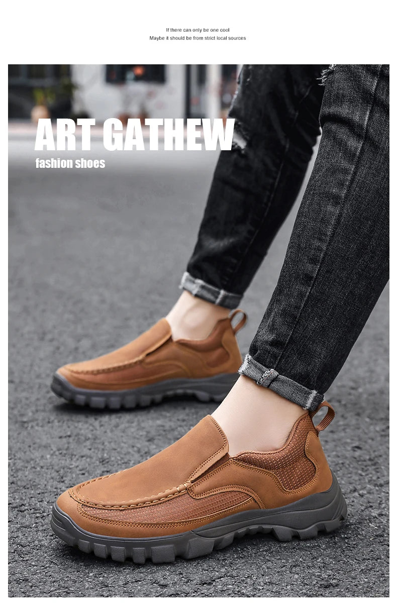 Men’s Outdoor Leather Flats – Lightweight & Stylish